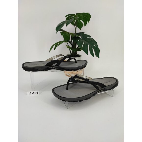 Merrell Women's Black Thong Slip On Flip Flop Leather Sandal Size 11 US - Picture 1 of 8